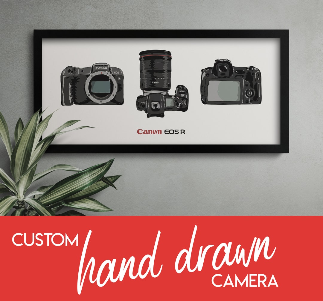 Custom Hand Drawn Camera Artwork Any Make and Model Photography Camera ...