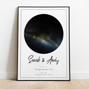 Téléchargement numérique personnalisé de la carte des étoiles - Anniversaire, Mariage, Anniversaire, Fiançailles, Cadeau personnalisé pour elle, Pour lui, Affiche d’art mural d’astronomie