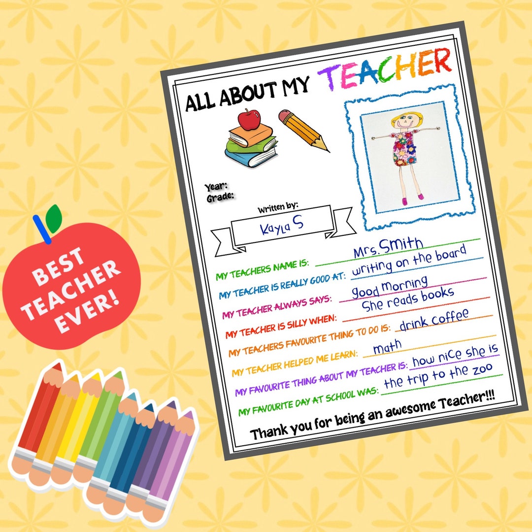 Printable TEACHER Thank You #39 all About You #39 end of Year Gift christmas