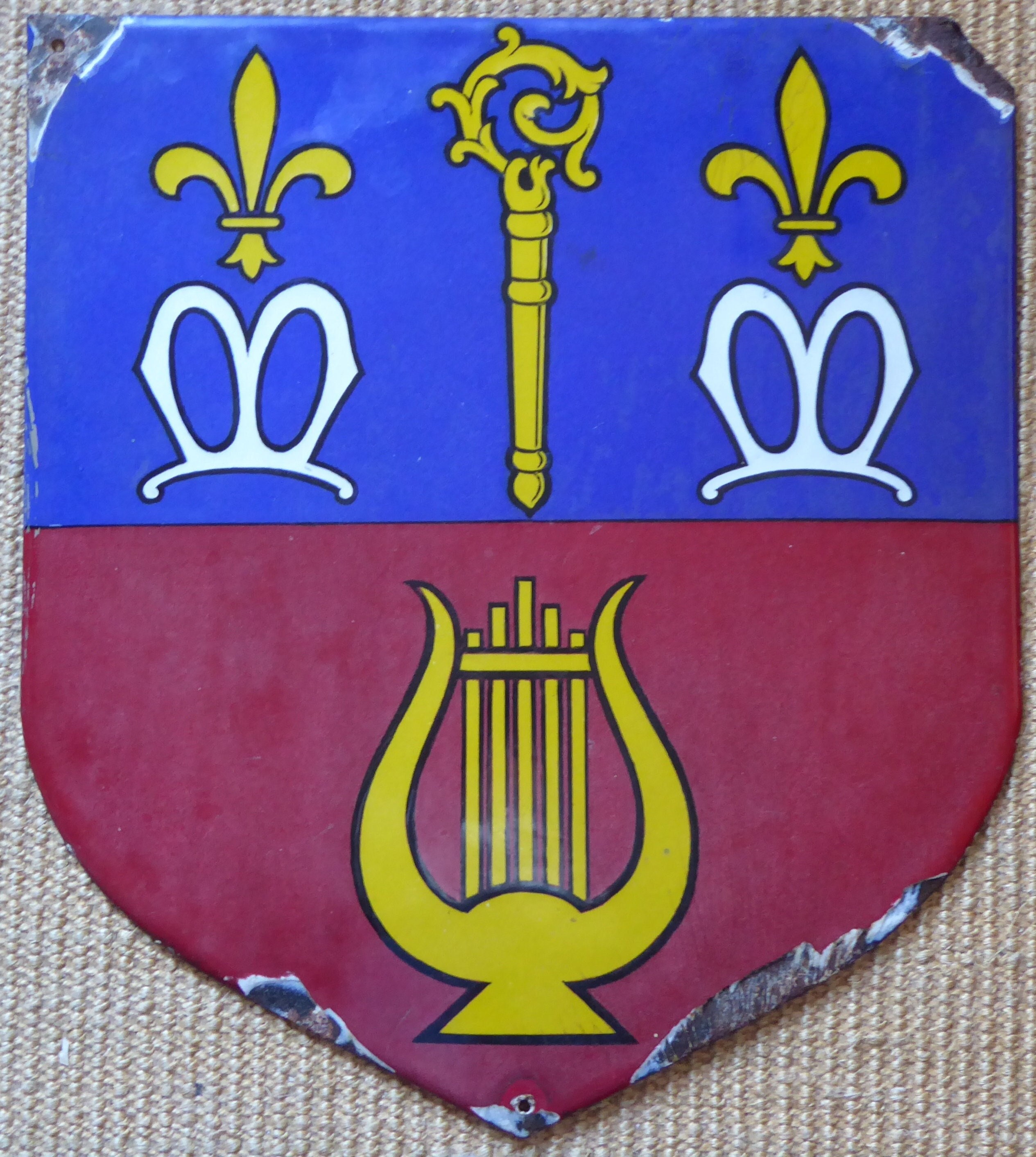 Rare Plaque d'écu de Paris en Émail Pour Le 9Ème Arrondissement