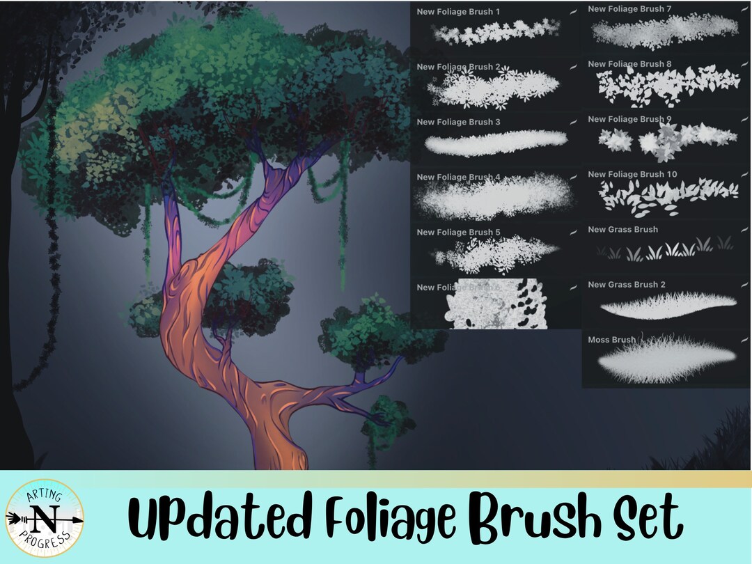 Procreate Brush Set Foliage Texture Pack Digital Art, Background Art ...