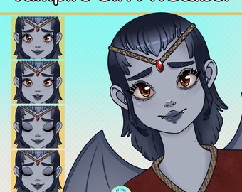 PNGtuber Cute Vampire Girl Model - Veadotube Mini and Discord Stream Avatar for Streamers