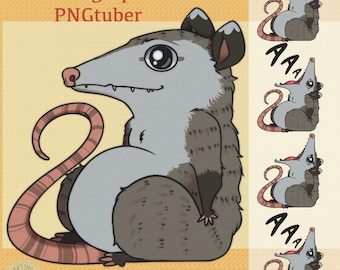 Screaming Opossum PNGtuber Update - Premade Model Ready to Go, VeadoTube Mini Model, Cute Opossum PNG Tuber for Streamers, 2 Expressions