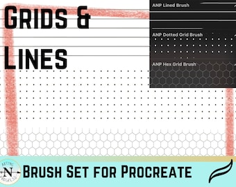 Seamless Grids and Lines Procreate Brush Set -  Digital Download For Artist and Digital Planners