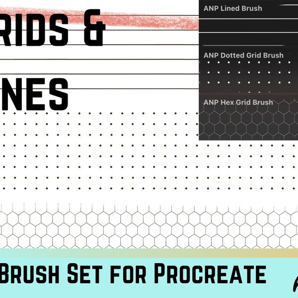 Seamless Grids and Lines Procreate Brush Set -  Digital Download For Artist and Digital Planners