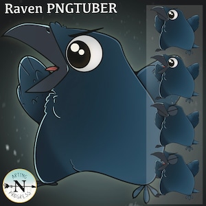 Grumpy Raven PNGtuber Avatar – Veadotube Mini Model Perfect for, Discord, Twitch, TicTok and YouTube Streamers/Content Creators