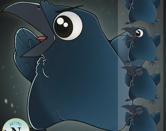 Grumpy Raven PNGtuber Avatar – Veadotube Mini Model Perfect for, Discord, Twitch, TicTok and YouTube Streamers/Content Creators