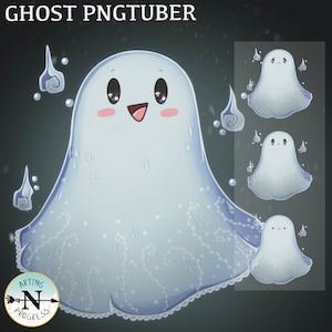 Ghost PNGTuber-model – Leuke expressieve avatar-overlay – Veadotube Mini + Discord Streaming PNG – Digitale download voor streamers
