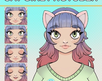 PNGtuber Cute Cat Gamer Girl Model - Veadotube Mini and Discord Stream Avatar for Streamers
