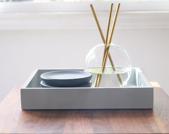 Small Wood Tray Organizer, Modern Farmhouse Style (10x10)