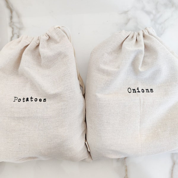 Linen "Potatoes" and "Onions" - 15"x12" Farmhouse Artisan Linen Bags - Natural & Sustainable - Stay Fresher, Longer. Now in Black!