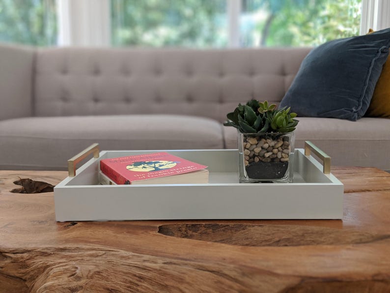 16x12 Decorative Coffee Table Tray - Multiple Colors with Champagne Gold Handles