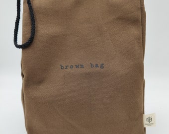 Save up to 40%!  Montecito Home - Reusable Brown Bag Lunch Bag - Heavy Duty Sustainable Cotton Sack with Velcro Top and Rope Handle