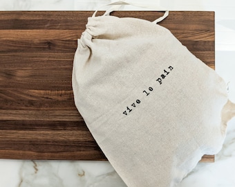 SALE ! Artisan &quot;Vive Le Pain&quot; 100% Linen Bread Bag with Drawstring - Boule Size or Baguette/French Size, Reusable Farmhouse Bread Bag Set
