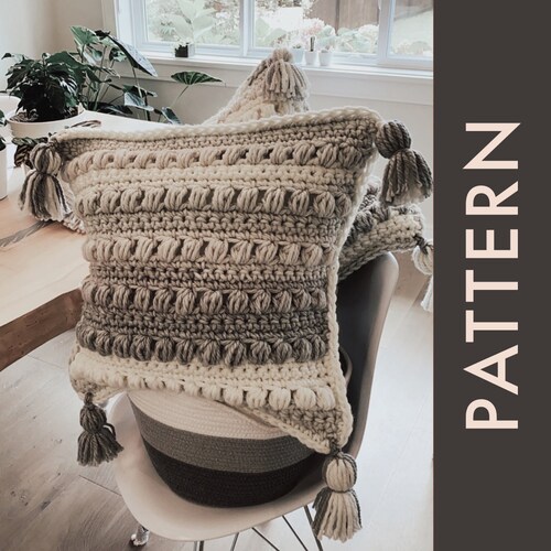 Chunky Boho Crochet Pillow Pattern Easy Crochet Pillow Etsy