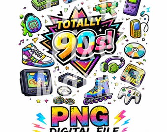 Totally 90s Retro PNG Bundle, Nostalgia Graphic Clipart (Digital Download)