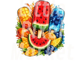 Summer Ice Pops PNG (Digital Download)