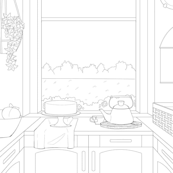 Download Printable Cottagecore Adult Coloring Page Adult Coloring Etsy