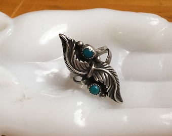 Anillo turquesa años 70 plata de ley