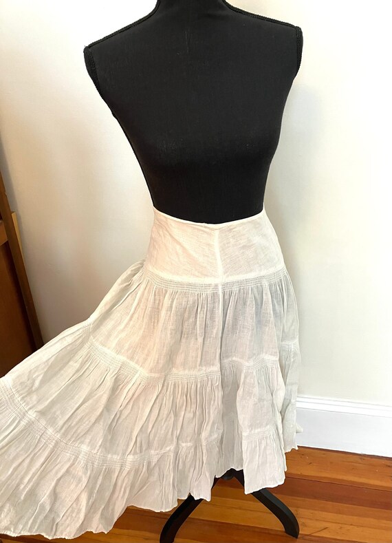 Antique petticoat white tiered handmade - image 1