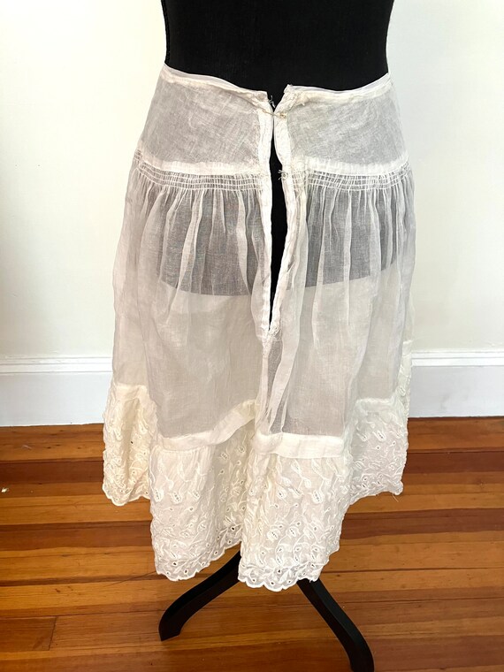Antique petticoat embroidered white handmade - image 4