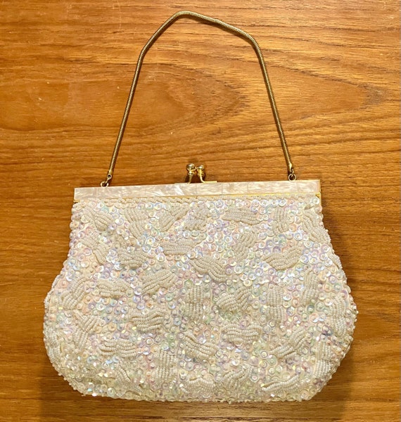 1950s beaded purse sequined hand sewn