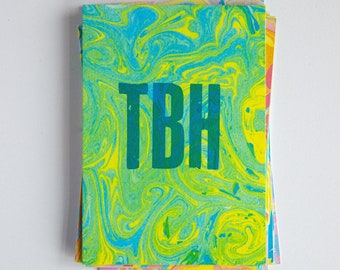 THB, Handmade Letterpress Greeting Card, Paper Marbling, To Be Honest