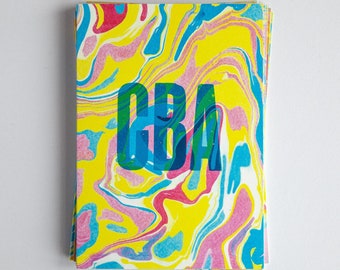 CBA, Handmade Letterpress Greeting Card, Paper Marbling, Can't Be Asked