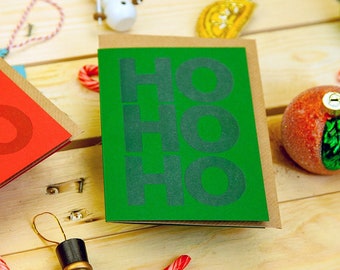 HO HO HO, Tarjeta de Feliz Navidad, Tarjeta de felicitación impresa a mano