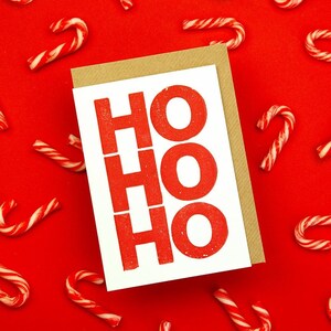 HO HO HO, cartão de feliz Natal, cartão tipográfico feito à mão