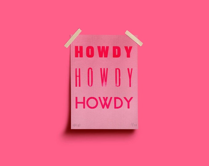 Buchdruck Poster, Howdy, Art Home Décor Print