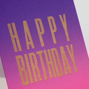 Alles Gute zum Geburtstag, handgemachte Grußkarte, Farbverlauf, Happy Bday