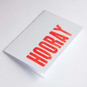 HOORAY, Handgemachte Letterpress Grußkarte, Well Done, You Did It, Herzlichen Glückwunsch