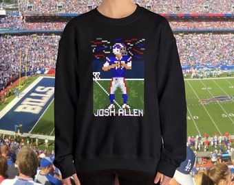 Josh Allen Pixel Art Sweatshirt / Buffalo Football Shirt / 