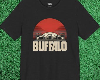 バッファロー サンセット スタジアム Tシャツ: レトロ フットボール ジャージ
