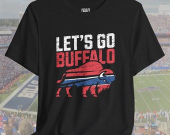 レッツゴーバッファローTシャツ：ビルズマフィアフットボールファンTシャツ