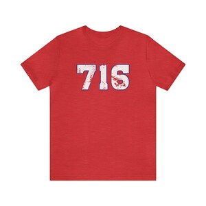 Buffalo 716 Spirited History T-Shirt / Buffalo Football Shirt / Western New York Tee Heather Red