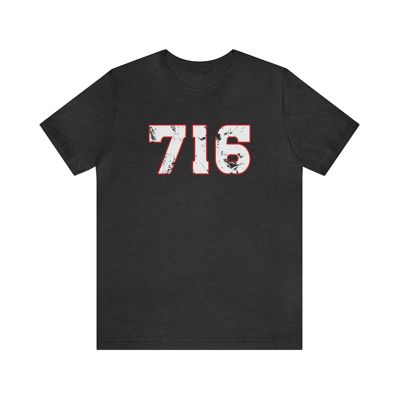 Buffalo 716 Spirited History T-Shirt / Buffalo Football Shirt / Western New York Tee Dark Grey Heather