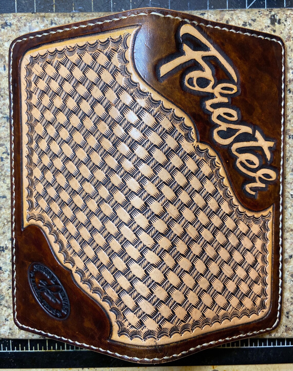 Handmade custom tooled leather roper style long wallet Etsy