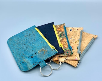 Coin purse / zipper pouch from 100% cork fabric - Personalisable