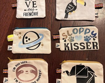 Cute and fun coin purse / zipper pouch from 100% cotton fabric - Personalisable