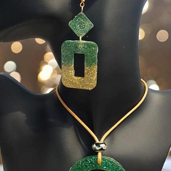 Avalaya Set Collana E Orecchini Conchiglie Verdi Lime - Gioielli Fatti A Mano Con Cristalli - Placcato Argento - Lunghezza Regolabile 42-46 Cm - 4
