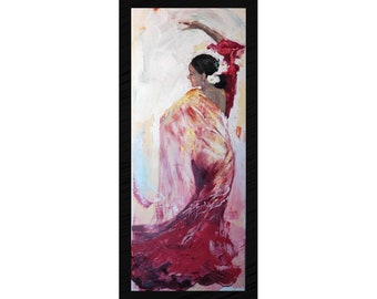 Flamenco Dancer Painting: Original Oil on Canvas, 20x12