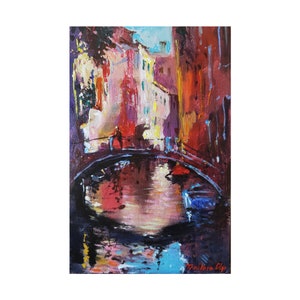Venice Painting Italy Original Art Gondolier Wall Art Cityscape Wall Art Gondola Painting Landscape Painting  12 by 8&quot; by CupOfArtOriginal