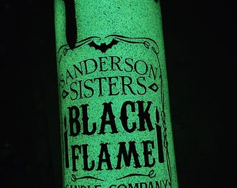 Black Flame Candle Hocus Pocus Tumbler Glow in the Dark