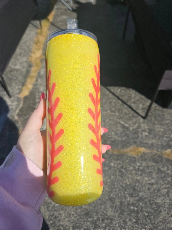 Softball glitter tumbler