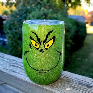 Drink up Grinches Wine Tumbler with lid mug