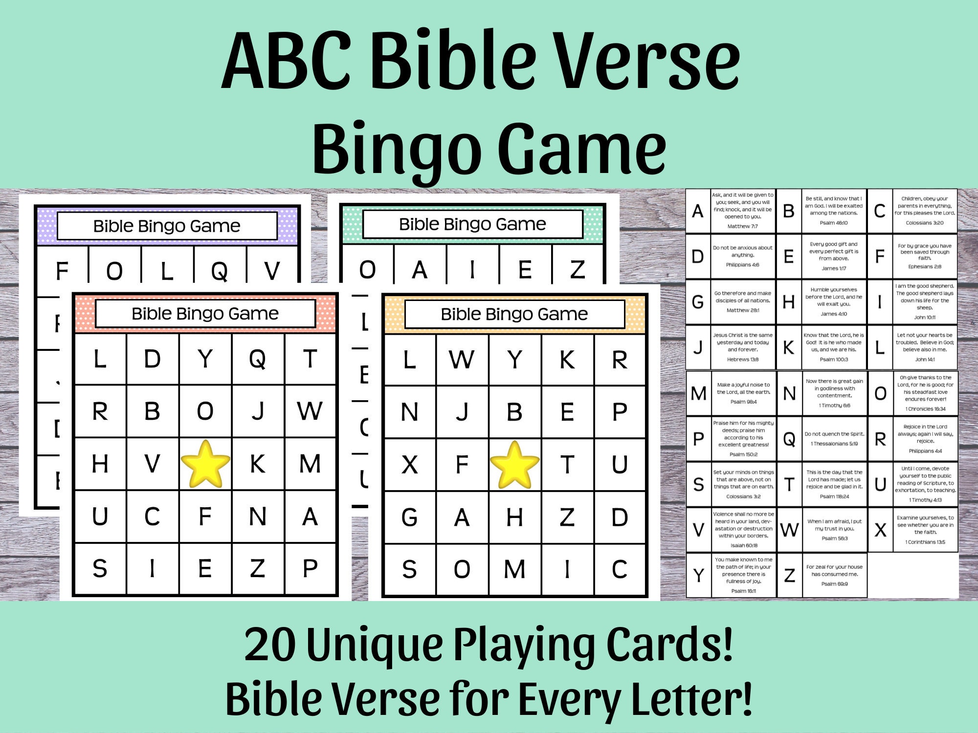 ABC Bible Verse Bingo Game - Etsy