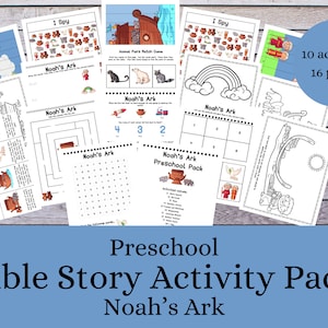 Preschool Bible Story Activity Pack Worksheets - Noah&#39;s Ark