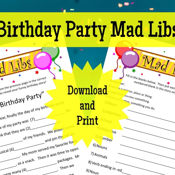 Birthday Mad Libs - Etsy